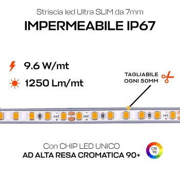 KING LED | Striscia LED impermeabile slim da 7mm con PCB IP67