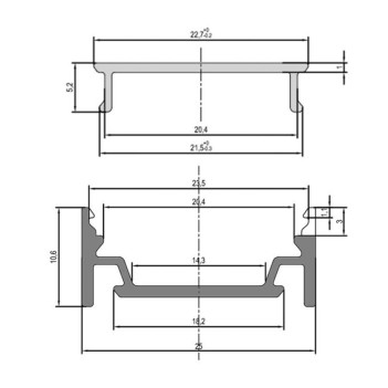 2510 Aluminium Profile for Led Strip - Anodised 3mt - Complete Kit