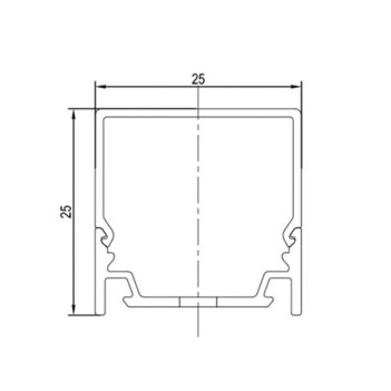 2510-Q Aluminium Profile for Led Strip - Black 2mt - Complete Kit