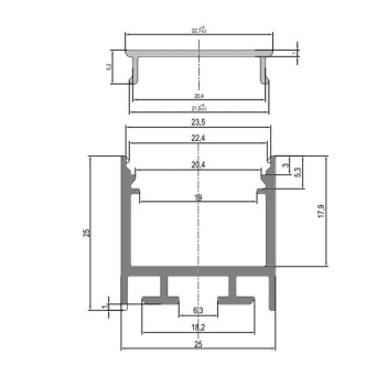 Profilo in Alluminio 2525 per Striscia Led - Anodizzato 2mt - Kit Completo