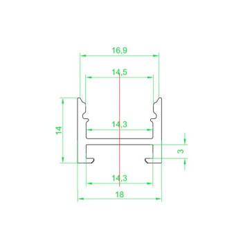 1814 Aluminium Profile for Led Strip - White 2mt - Complete Kit with Magnet