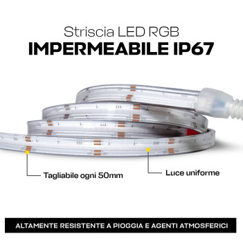 Striscia Led COB RGB 75W 24V IP67 PCB 10mm Chip Led Continua
