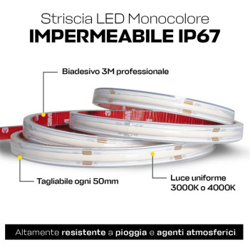 Striscia LED COB impermeabile IP67 senza effetto puntinato da 50W