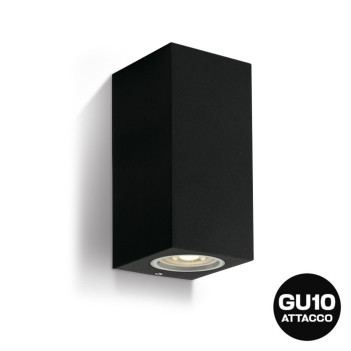 Wall light with double GU10 socket Cube Light series 220V IP65 - Black Die Cast