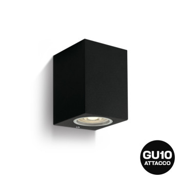 Applique da muro con attacco GU10 serie Garden 220V IP65 - Nero in Die Cast