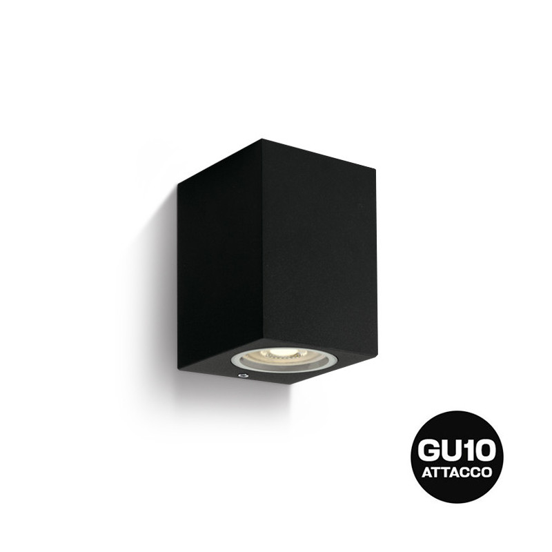 Applique da muro con attacco GU10 serie Garden 220V IP65 - Nero in Die Cast