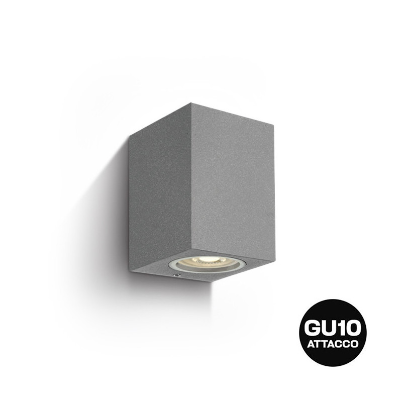 Applique da muro con attacco GU10 serie Garden 220V IP65 - Grigio in Die Cast