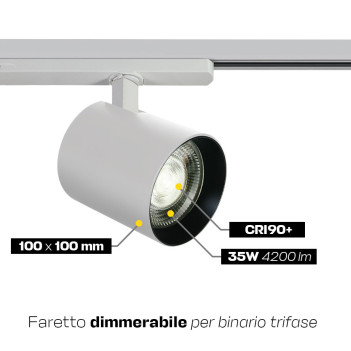 PRO SERIES 35W 4200lm CRI90 38D White Dimmable Triac Led Track Spotlight