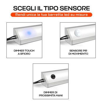 Tailor-made, Bespoke Lighting 45° Angle Led Bar with Sensor and Dimmer - Ready to Use