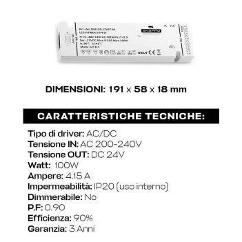 Driver Snappy SNP 100W 24V With Mini Plug-in SNP100-24VFC