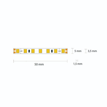 H.C. Series Slim Led Strip CRI90 48W 6250lm 24V IP20 PCB 5mm Coil of 700 SMD 2216