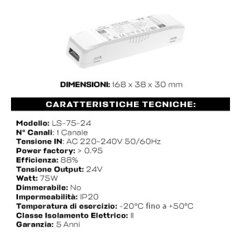 Eaglerise LS 75W 24V power supply - LI EXC LS-75-24