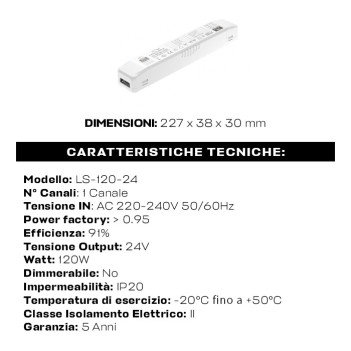 Alimentatore Eaglerise LS 120W 24V - LI EXC LS-120-24