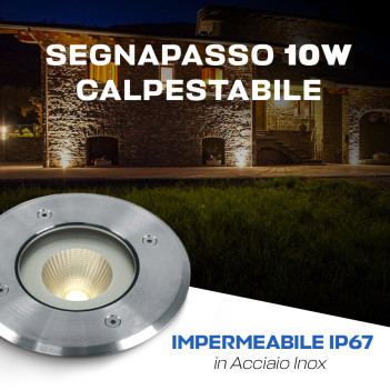 Segnapasso calpestabile 10W 700lm 230V INOX316 IP67 Foro 106mm