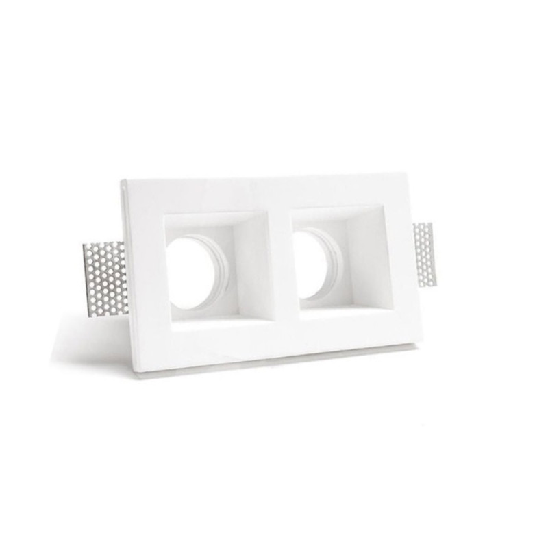 Double Recessed Gypsum Ceiling Lamp Holder Rectangular K0628/2 - With GU10 Socket