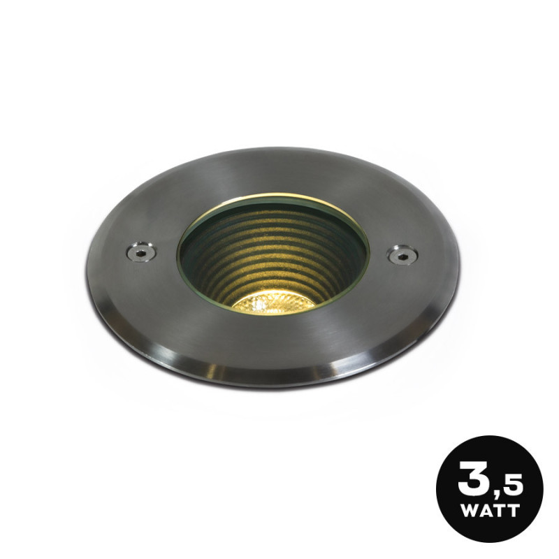 Segnapasso da Incasso Calpestabile 3,5W 300lm 230V INOX316L IP67 - Rotondo Foro 100mm