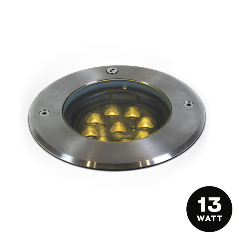 Segnapasso da Incasso Calpestabile 13,5W 1000lm 230V INOX316L Angolo Luce 36° orientabile IP67 - Rotondo Foro 170mm