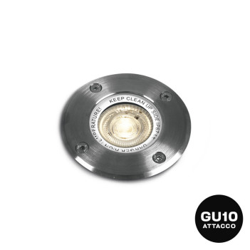 Recessed walk-through spotlight with GU10 230V INOX316 IP67 lampholder - Round Hole 101mm