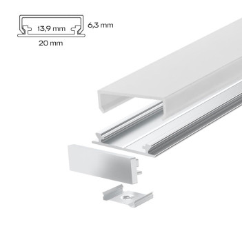 Aluminium Folding Profile 2203 for Led Strip - Anodised 2mt - Complete Kit