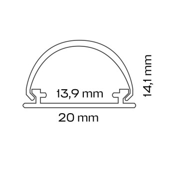 Aluminium Folding Profile 2203-C for Led Strip - Anodised 2mt - Complete Kit with Domed Cover