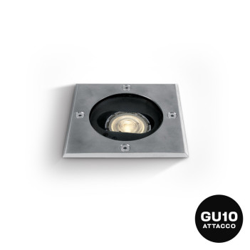 Recessed walk-through spotlight with GU10 230V INOX316 lampholder IP67 - Square Hole 115mm