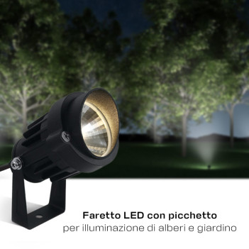 Garden Spotlight with Peg 6W 380lm 230V IP65 Black - Garden Spot