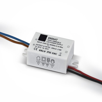 Led Power Supply 2-4W Constant Current 350mA Voltage Range 3-12V IP66 Dimmable Triac