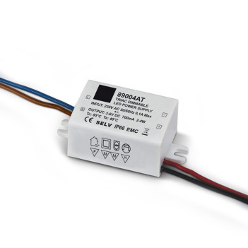 Alimentatore Led 2-4W Corrente Costante 700mA Range Tensione 3-6V IP66 Dimmerabile Triac