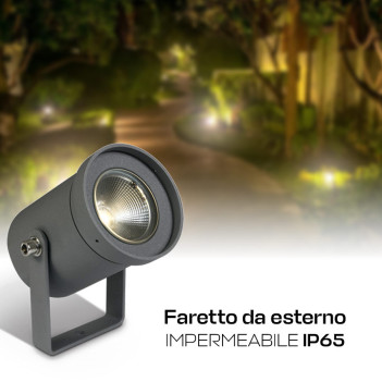 Garden Spotlight with Peg 3W 240lm 35D 230V IP65 Anthracite D69mm - Garden Spot