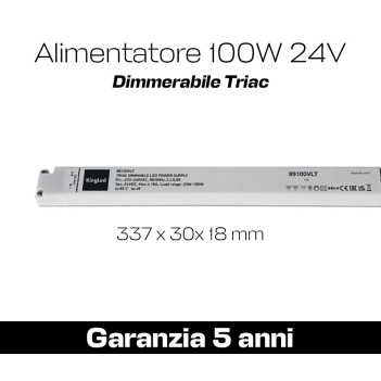 Alimentatore Triac 100W 24V Dimmerabile Taglio di Fase - Serie DIMSLIM-K1