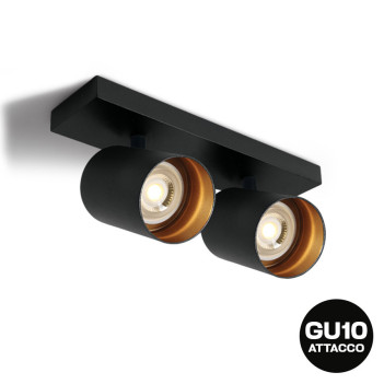 Applique nera con doppio punto luce orientabile - Spotlight con GU10