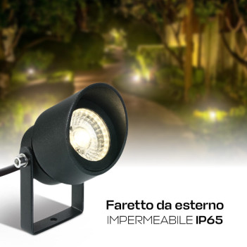 Faretto da Giardino con Picchetto 5W 200lm 30D 230V IP65 Antracite D68mm - Garden Spot