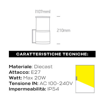 Applique Led da Parete HUSH 20W IP54 230V Marrone Garden&Underwater