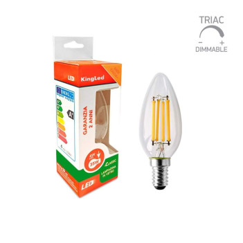 Lampadina Led Oliva C35 attacco E14 4W 470lm - Dimmerabile