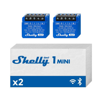Shelly 1 Mini Gen3 Double Pack - Device Automation Controller 230V 8A / DC 30V 5A WiFi/Bluetooth Management