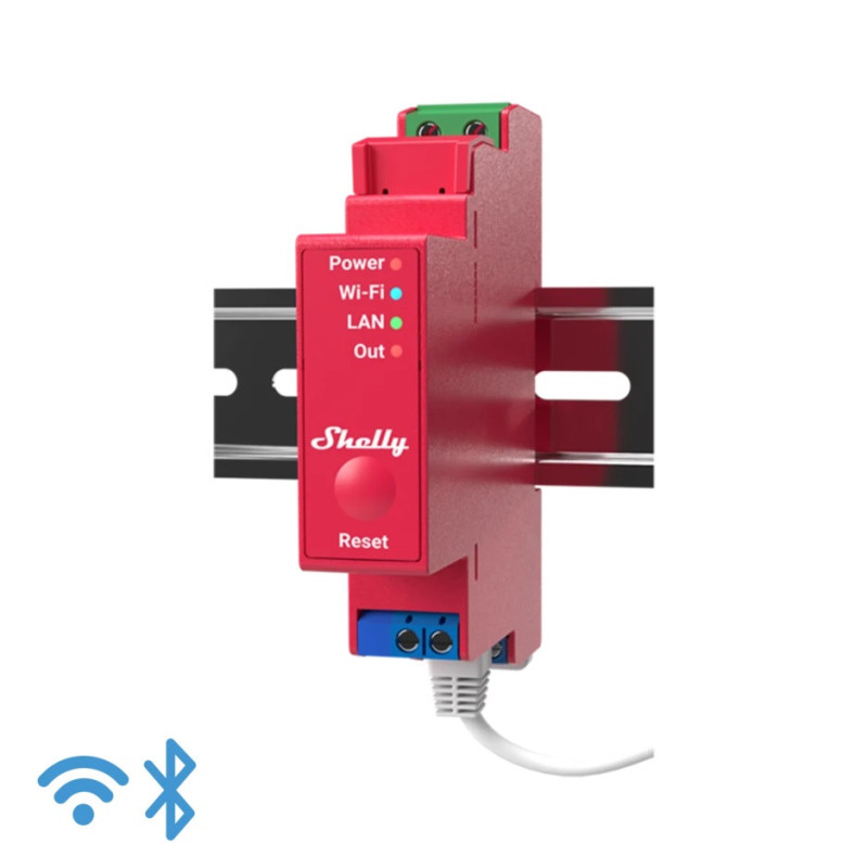 Shelly Pro 1PM - Switch 1 CH 16A 110-240V DIN Rail WiFi, LAN, Bluetooth with Power Meter