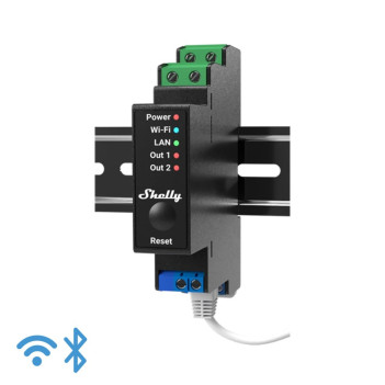 Shelly Pro 2PM - Switch 2 CH 16A (Max25A) 110-240V DIN Rail WiFi, LAN, Bluetooth with Power Meter