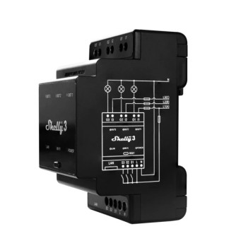 Shelly Pro 3 - Interruttore 3 CH 16A (Max 48A) 110-240V Guida DIN WiFi, LAN, Bluetooth, Vocale