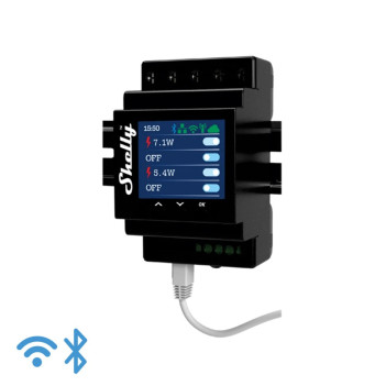 Shelly Pro 4PM - Interruttore 4 CH 16A (Max 40A) 110-240V Guida DIN WiFi, LAN, Bluetooth, Vocale