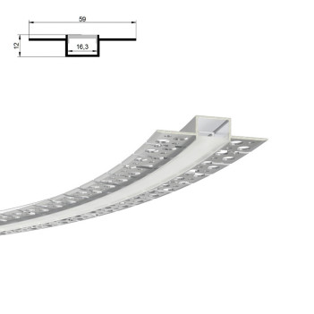 PRO-5912LR Bendable Aluminium Plasterboard Profile for Led Strip - Anodised 2mt - Complete Kit