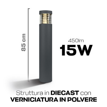 Paletto da giardino 15W 450lm 85cm 230V IP54 Led Bollard 50D - Antracite