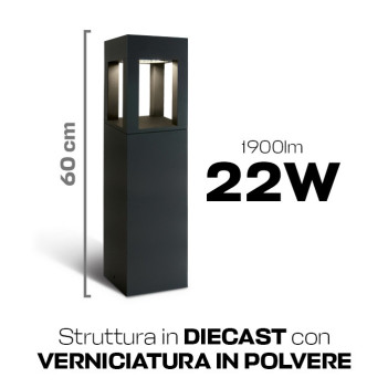 Garden Bollard 22W 1900lm 60cm 230V IP65 Led Bollard - Anthracite