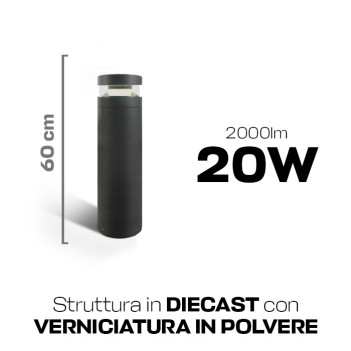 Garden bollard 20W 2000lm 60cm 230V IP65 Led Bollard - Anthracite