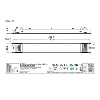 Boke Alimentatore 150W 24V dimmerabile DALI2 / 1-10V / PUSH - DGV150-24V0D