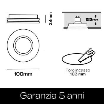 Portafaretto in Gesso Rotondo slim modello 0627 attacco GU10