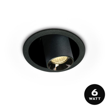 CYLINDER SERIES recessed spotlight adjustable 6W CRI90+ 38D with 52 mm hole colour Black
