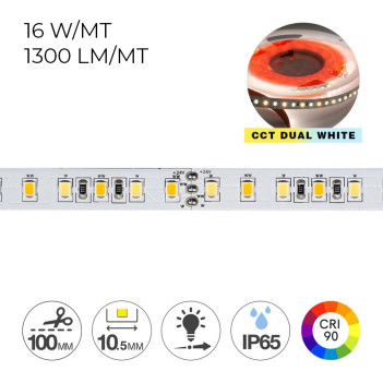 Led Strip CCT CRI90 24V 80W 6500lm Dual White 2700K - 6500K IP65 600 SMD coil