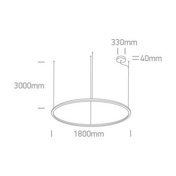 Lampada Led a Sospensione HELIO 100W 6500lm 120D IP20 230V Nero Circolare Diametro 1800mm