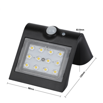 Applique Led da Parete Solare SWIL IP65 Nero con Sensore di Movimento