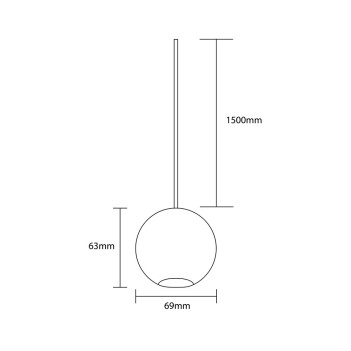 Lampada Led a Sospensione MINI-SFERA per Binario 48V SUPREMA 7W 493lm CRI90 36D IP20 48V Nero Dimmerabile